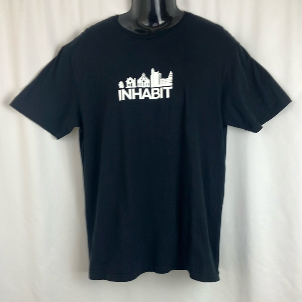 Inhabit Black Graphic Men's T-Shirt size large